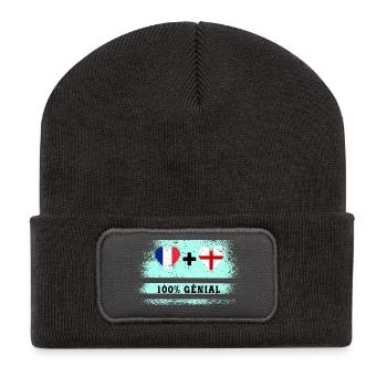 Drapeau France et Angleterre 100% génial - Beanie recyclé à patch - charbon - Devant