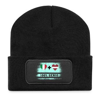 Italy and Latvia 100% genius flag - Recycled Patch Beanie - black - Front
