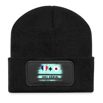 Drapeau France et Japon 100% génial - Beanie recyclé à patch - noir - Devant