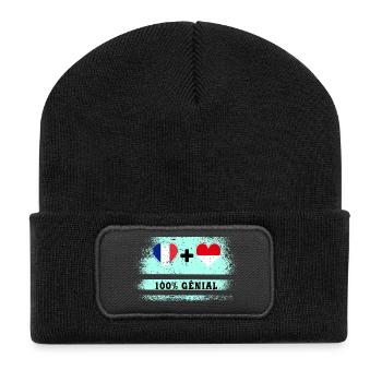 Drapeau France et Indonésie 100% génial - Beanie recyclé à patch - noir - Devant