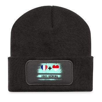 Drapeau France et Indonésie 100% génial - Beanie recyclé à patch - charbon - Devant