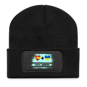 Spain and Ukraine flag 100% genius - Recycled Patch Beanie - black - Front
