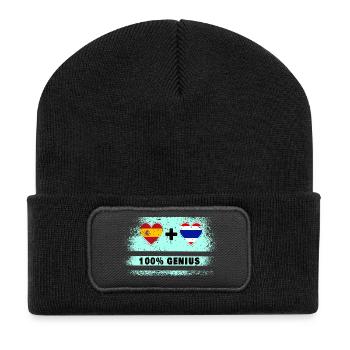 Spain and Thailand flag 100% genius - Recycled Patch Beanie - black - Front
