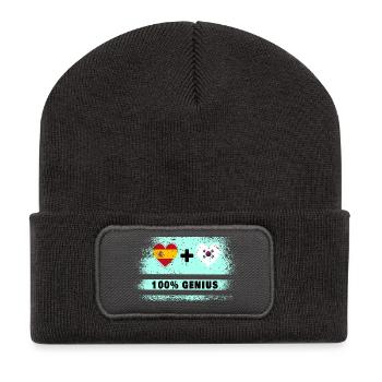 L’Espagne et la Corée du Sud 100% drapeau génie - Beanie recyclé à patch - charbon - Devant