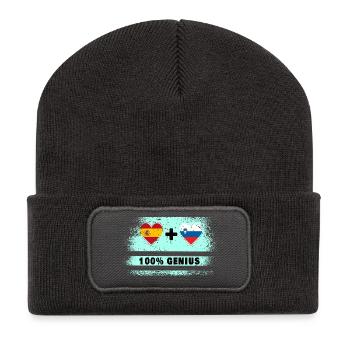 L’Espagne et la Slovénie 100% drapeau génie - Beanie recyclé à patch - charbon - Devant
