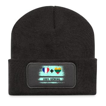 Flag France and Lithuania 100% awesome - Recycled Patch Beanie - dark grey - Front
