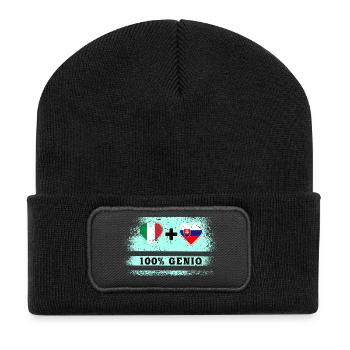 Italy and Slovakia 100% genius flag - Recycled Patch Beanie - black - Front