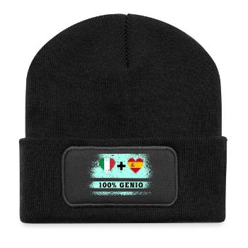 Italie et Espagne100% drapeau de génie - Beanie recyclé à patch - noir - Devant