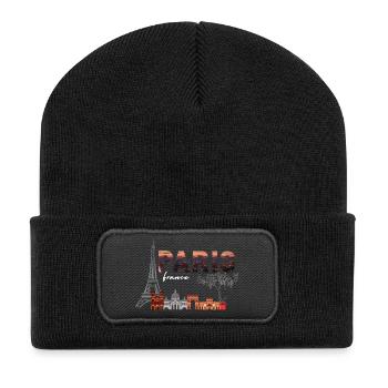 Paris Skyline Sunset - Recycled Patch Beanie - black - Front