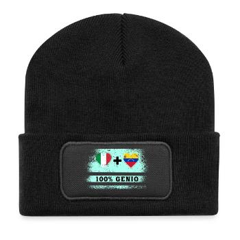 Italien und Venezuela 100% geniale Flagge - Recycelte Patch Beanie - Schwarz - Vorne
