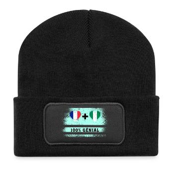 Drapeau France et Nigeria 100% génial - Beanie recyclé à patch - noir - Devant