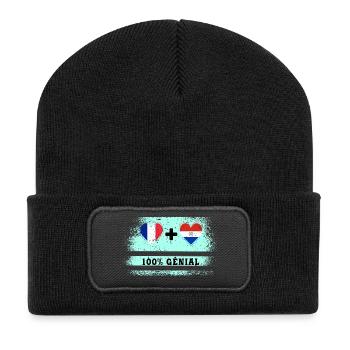 Flagge Frankreich und Paraguay 100% genial - Recycelte Patch Beanie - Schwarz - Vorne