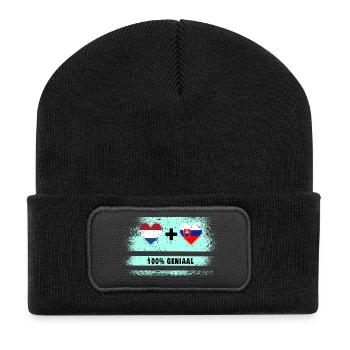 Slovakia and the Netherlands 100% Genius flag - Recycled Patch Beanie - black - Front