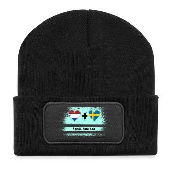 Sweden and the Netherlands 100% Genius flag - Recycled Patch Beanie - black - Front