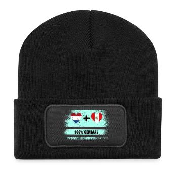 Peru and the Netherlands 100% Genius flag - Recycled Patch Beanie - black - Front