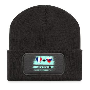 France et Slovaquie Drapeau 100% génial - Beanie recyclé à patch - charbon - Devant