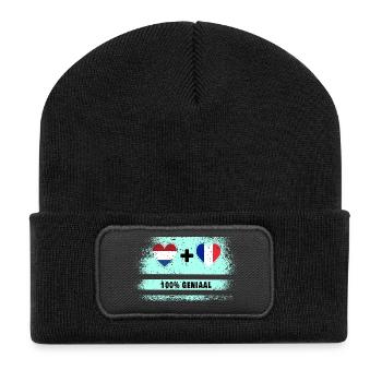 France and the Netherlands 100% Genius flag - Recycled Patch Beanie - black - Front