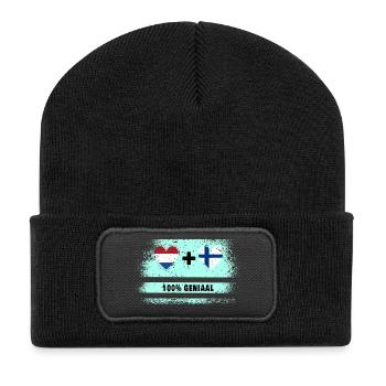 Drapeau 100% Genius de la Finlande et des Pays-Bas - Beanie recyclé à patch - noir - Devant