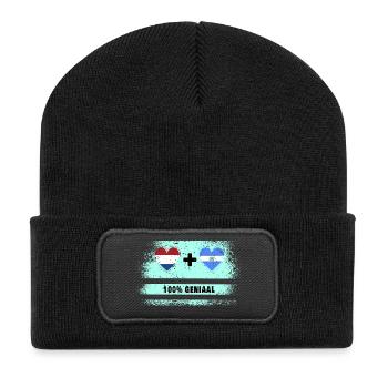El Salvador und die Niederlande 100% Genius Flagge - Recycelte Patch Beanie - Schwarz - Vorne