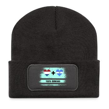El Salvador and the Netherlands 100% Genius flag - Recycled Patch Beanie - dark grey - Front