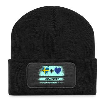 Europe et Suède 100% Parfait / Cadeau - Beanie recyclé à patch - noir - Devant
