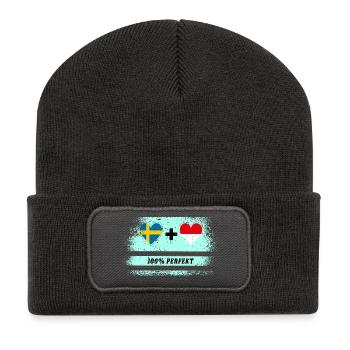 Indonésie et Suède 100% parfait / cadeau - Beanie recyclé à patch - charbon - Devant
