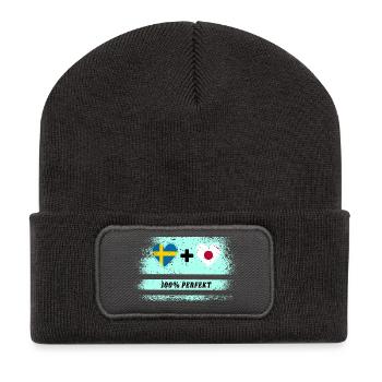 Japon et Suède 100% parfait / cadeau - Beanie recyclé à patch - charbon - Devant