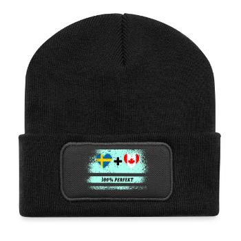 Canada & Suède 100% Parfait / Cadeau - Beanie recyclé à patch - noir - Devant