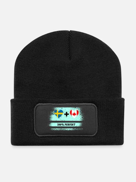 Kanada & Schweden 100% perfekt / Geschenk - Recycelte Patch Beanie - Schwarz