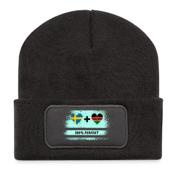 Kenya et Suède 100% Parfait / Cadeau - Beanie recyclé à patch - charbon - Devant