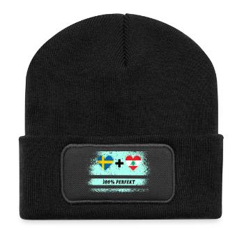 Libanon und Schweden 100% perfekt / Geschenk - Recycelte Patch Beanie - Schwarz - Vorne