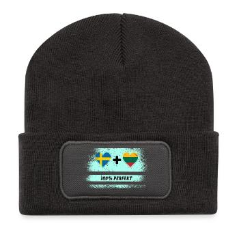Lithuania and Sweden 100% perfect / gift - Recycled Patch Beanie - dark grey - Front