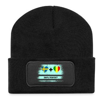 Mali et Suède 100% Parfait / Cadeau - Beanie recyclé à patch - noir - Devant