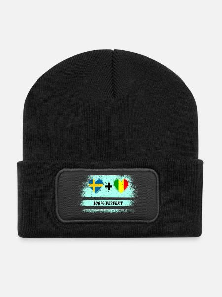 Mali und Schweden 100% perfekt / Geschenk - Recycelte Patch Beanie - Schwarz