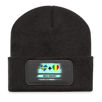Mali et Suède 100% Parfait / Cadeau - Beanie recyclé à patch - charbon - Devant