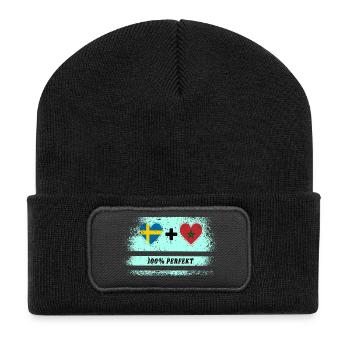 Marokko und Schweden 100% perfekt / Geschenk - Recycelte Patch Beanie - Schwarz - Vorne