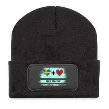 Maroc et Suède 100% Parfait / Cadeau - Beanie recyclé à patch - charbon - Devant