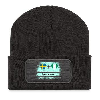Nigeria et Suède 100% Parfait / Cadeau - Beanie recyclé à patch - charbon - Devant