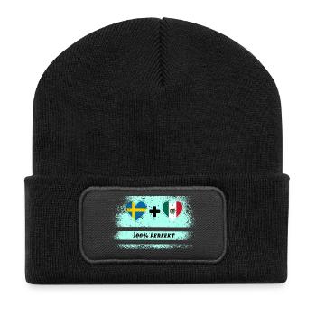 Mexiko und Schweden 100% perfekt / Geschenk - Recycelte Patch Beanie - Schwarz - Vorne