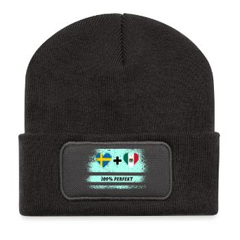 Mexique et Suède 100% parfait / cadeau - Beanie recyclé à patch - charbon - Devant