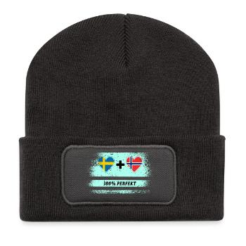 Norvège et Suède 100% Parfait / Cadeau - Beanie recyclé à patch - charbon - Devant