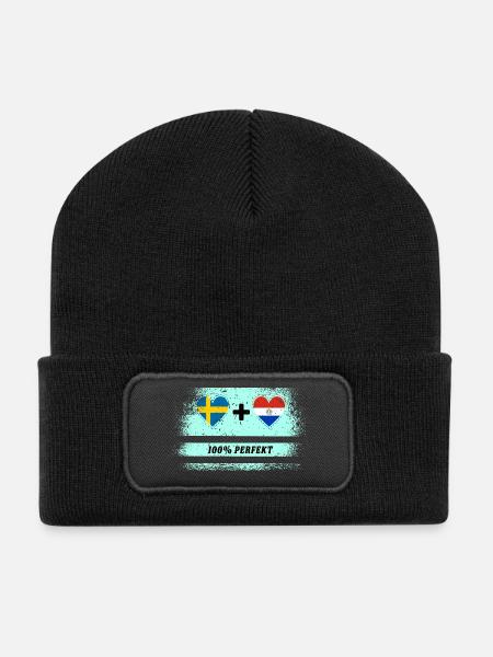 Paraguay und Schweden 100% perfekt / Geschenk - Recycelte Patch Beanie - Schwarz