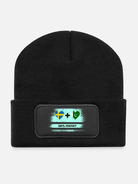 Pakistan und Schweden 100% perfekt / Geschenk - Recycelte Patch Beanie - Schwarz