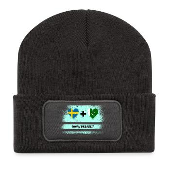 Pakistan et Suède 100% Parfait / Cadeau - Beanie recyclé à patch - charbon - Devant