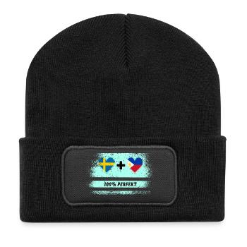 Philippines et Suède 100% parfait / cadeau - Beanie recyclé à patch - noir - Devant