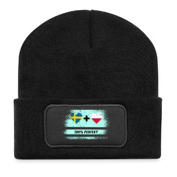 Pologne et Suède 100% parfait / cadeau - Beanie recyclé à patch - noir - Devant