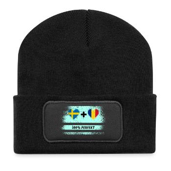 Roumanie & Suède 100% Parfait / Cadeau - Beanie recyclé à patch - noir - Devant