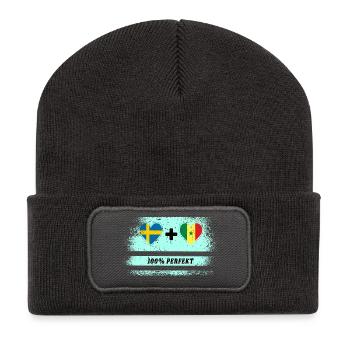 Sénégal et Suède 100 % Parfait / Cadeau - Beanie recyclé à patch - charbon - Devant