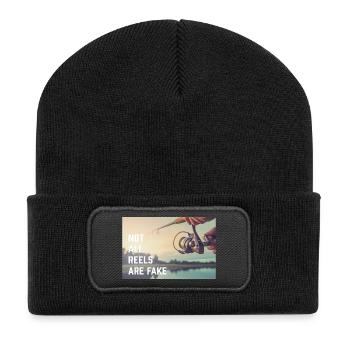 not all reels - Recycelte Patch Beanie - Schwarz - Vorne