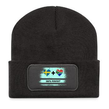 Afrique du Sud & Suède 100% Parfait / Cadeau - Beanie recyclé à patch - charbon - Devant